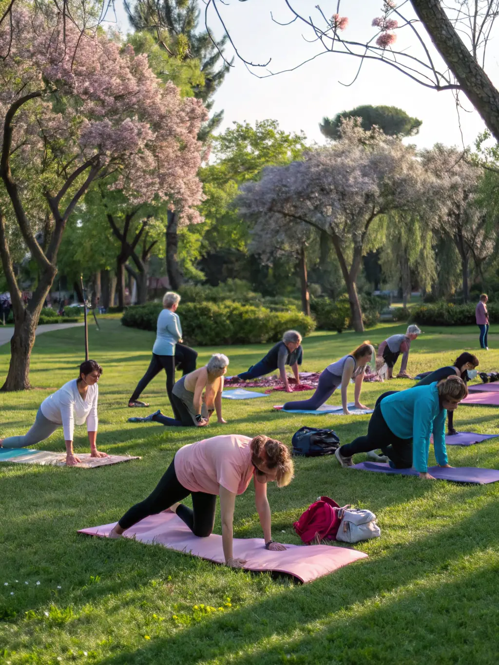 A dynamic photo of participants engaged in an outdoor fitness session with their dogs, demonstrating the health and wellness benefits of CANIPOTOS 22's programs.