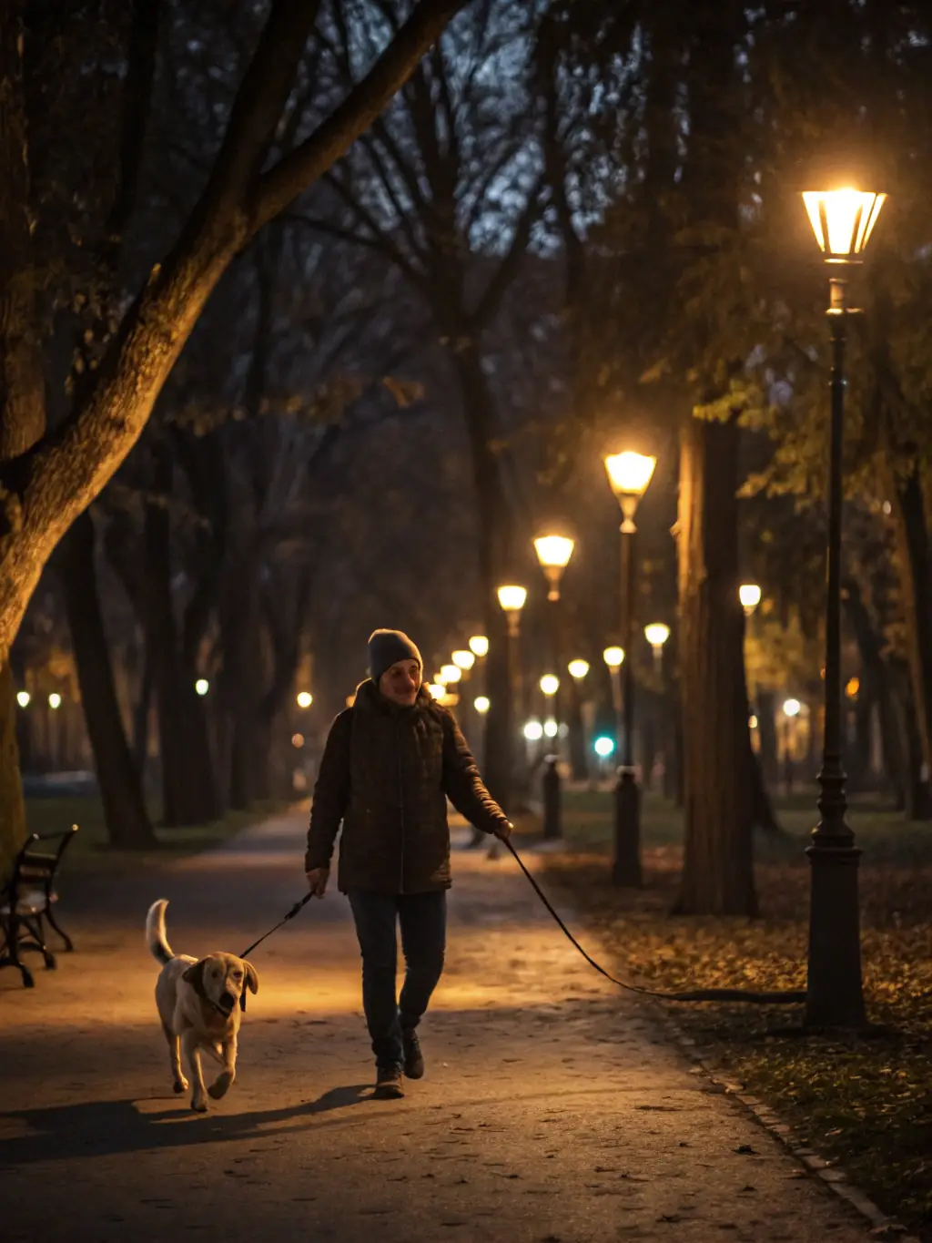 A heartwarming image of a senior citizen walking their dog with a CANIPOTOS 22 group, emphasizing the inclusivity and social connection.